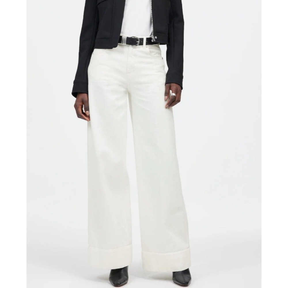 Madewell Superwide-Leg Jeans High Rise White Denim Size 24